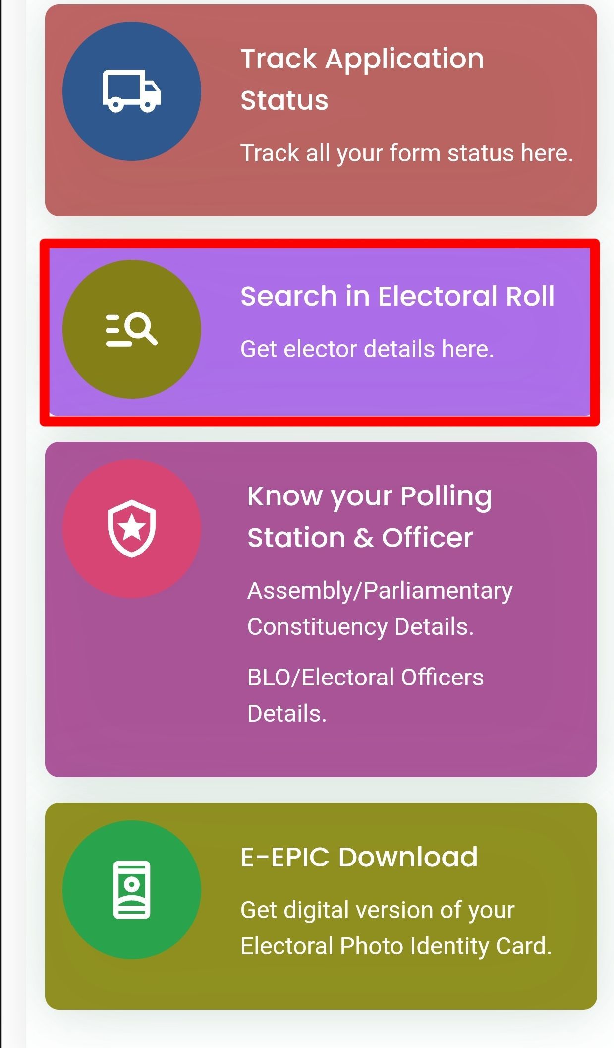Search in Electoral Roll